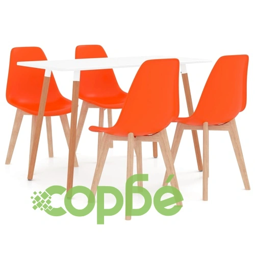 Трапезен комплект от 5 части, оранжев ➤ топ цена ➤ sorbe.bg