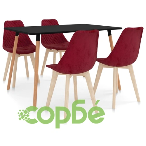 Трапезен комплект от 5 части, виненочервен ➤ топ цена ➤ sorbe.bg