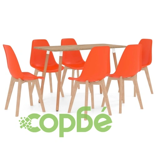 Трапезен комплект от 7 части, оранжев ➤ топ цена ➤ sorbe.bg