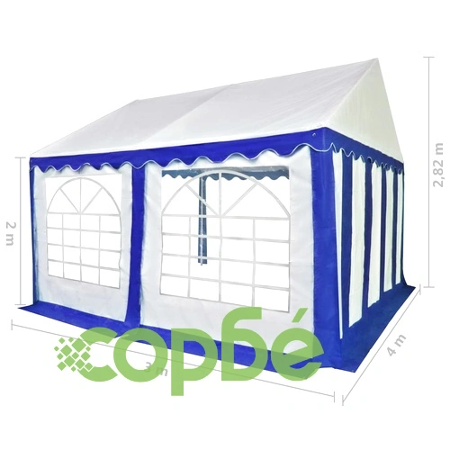 Градинска шатра, PVC, 3x4 м, синьо и бяло ➤ топ цена ➤ sorbe.bg