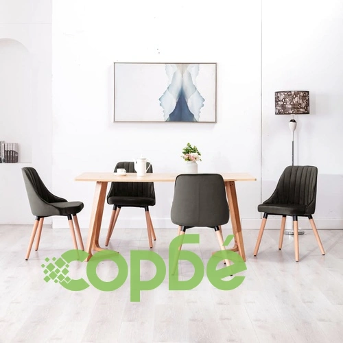 Трапезни столове, 4 бр, сиви, кадифе ➤ топ цена ➤ sorbe.bg