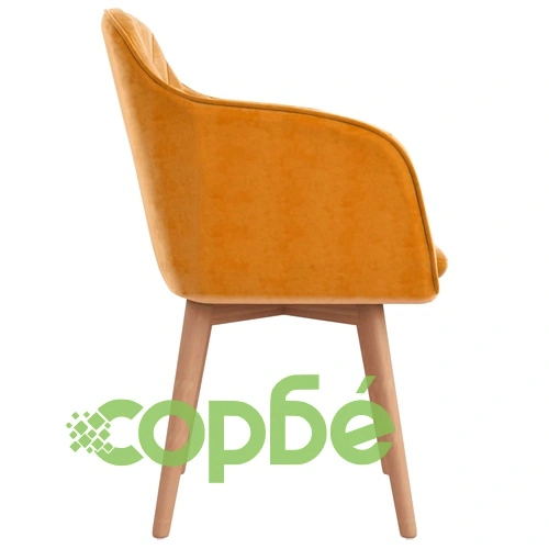 Трапезни столове, 4 бр, горчица, кадифе ➤ топ цена ➤ sorbe.bg
