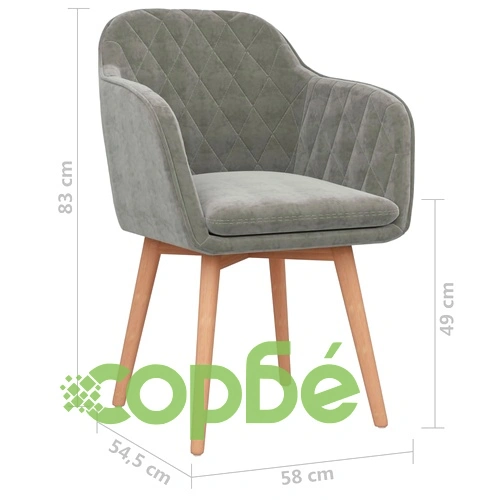 Трапезни столове, 6 бр, светлосиви, кадифе ➤ топ цена ➤ sorbe.bg