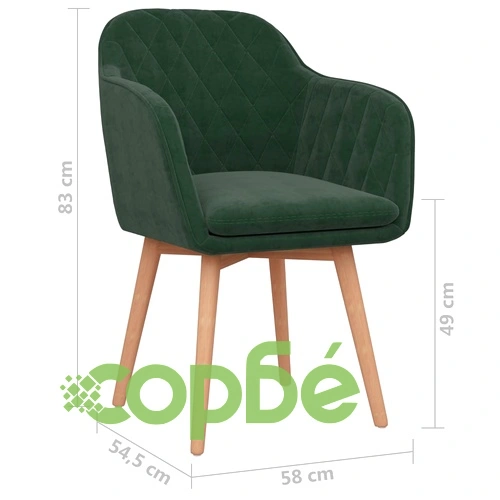 Трапезни столове, 6 бр, тъмнозелени, кадифе ➤ топ цена ➤ sorbe.bg