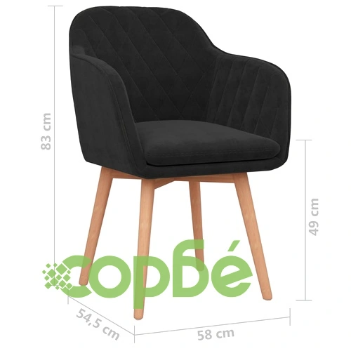 Трапезни столове, 6 бр, черни, кадифе ➤ топ цена ➤ sorbe.bg