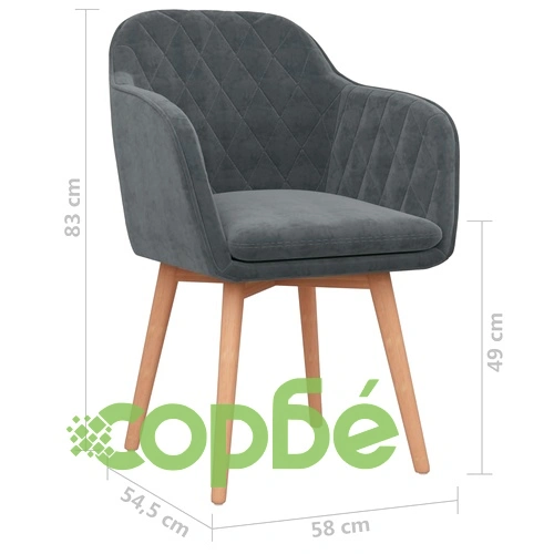Трапезни столове, 6 бр, тъмносиви, кадифе ➤ топ цена ➤ sorbe.bg