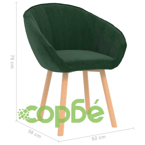 Трапезни столове, 4 бр, тъмнозелени, кадифе ➤ топ цена ➤ sorbe.bg