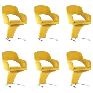 3056594  Dining Chairs 6 pcs Yellow Velvet (3x287780)