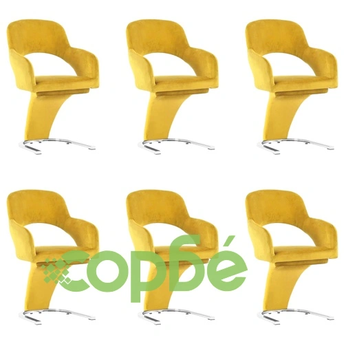 3056594  Dining Chairs 6 pcs Yellow Velvet (3x287780) ➤ топ цена ➤ sorbe.bg