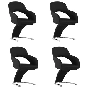 3056596  Dining Chairs 4 pcs Black Faux Leather (2x287782)