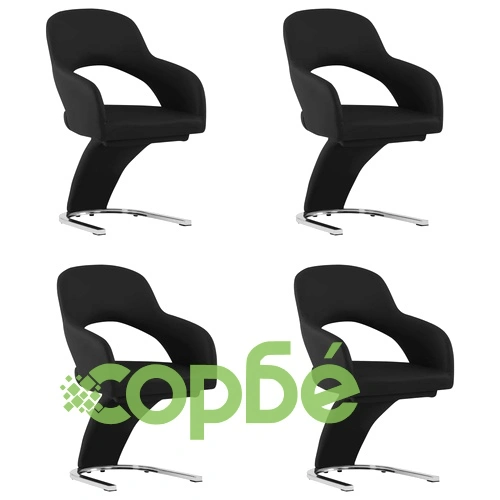 3056596  Dining Chairs 4 pcs Black Faux Leather (2x287782) ➤ топ цена ➤ sorbe.bg
