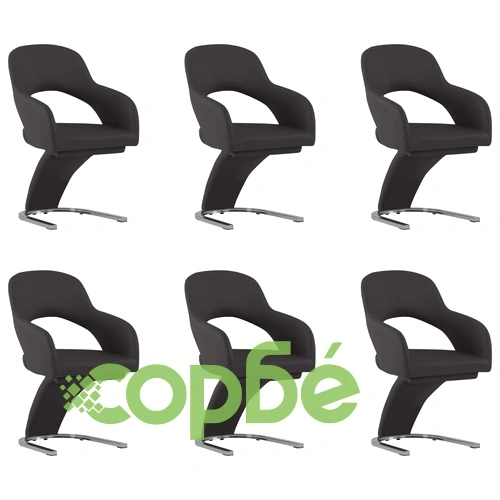 3056607  Dining Chairs 6 pcs Brown Faux Leather (3x287785) ➤ топ цена ➤ sorbe.bg