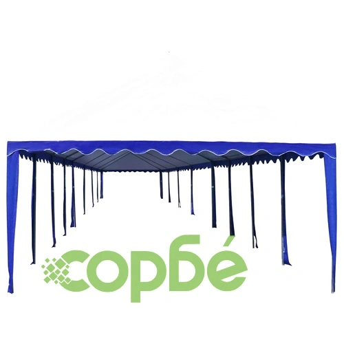 Градинска шатра, PVC, 6x16 м, синьо и бяло ➤ топ цена ➤ sorbe.bg