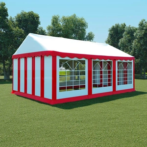Градинска шатра, PVC, 4x6 м, червено и бяло