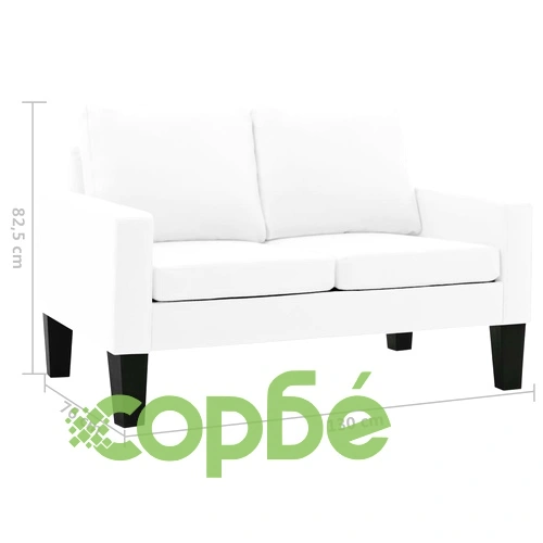 Комплект диван и фотьойл, бял, изкуствена кожа ➤ топ цена ➤ sorbe.bg