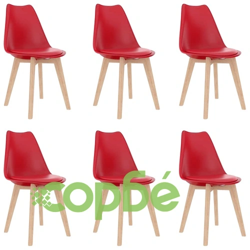 Трапезни столове, 6 бр, червени, пластмаса ➤ топ цена ➤ sorbe.bg