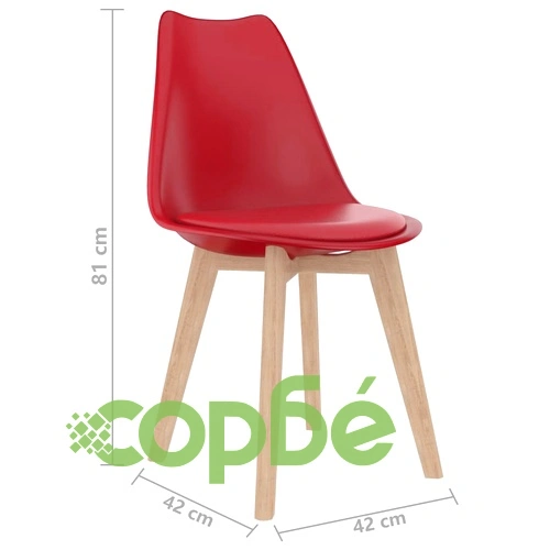 Трапезни столове, 6 бр, червени, пластмаса ➤ топ цена ➤ sorbe.bg