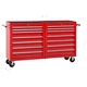 Количка за инструменти с 14 чекмеджета, стомана, червена