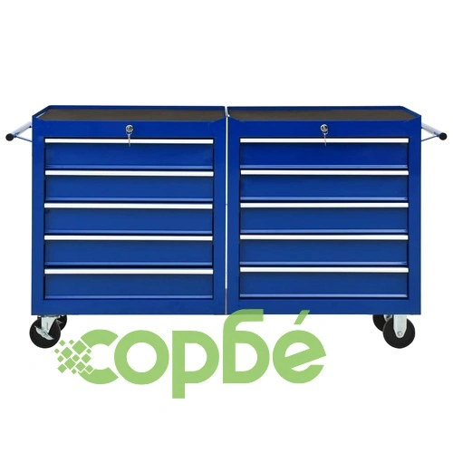 Количка за инструменти с 10 чекмеджета, стомана, синя ➤ топ цена ➤ sorbe.bg