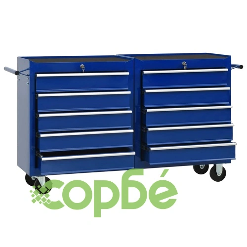 Количка за инструменти с 10 чекмеджета, стомана, синя ➤ топ цена ➤ sorbe.bg