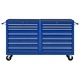 Количка за инструменти с 14 чекмеджета, стомана, синя