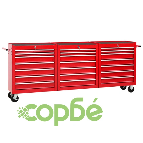 Количка за инструменти с 21 чекмеджета, стомана, червена ➤ топ цена ➤ sorbe.bg