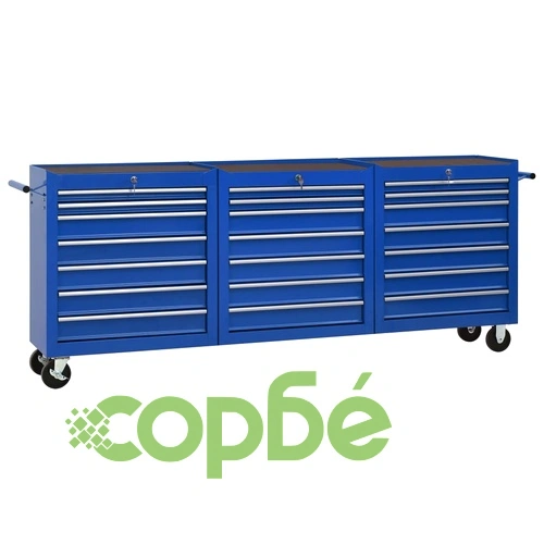 Количка за инструменти с 21 чекмеджета, стомана, синя ➤ топ цена ➤ sorbe.bg