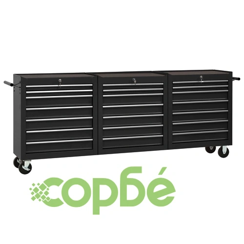 Количка за инструменти с 21 чекмеджета, стомана, черна ➤ топ цена ➤ sorbe.bg