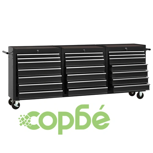 Количка за инструменти с 21 чекмеджета, стомана, черна ➤ топ цена ➤ sorbe.bg