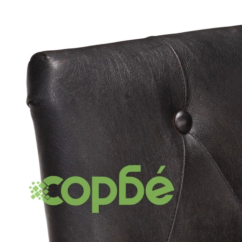 Трапезни столове, 4 бр, черни, естествена козя кожа ➤ топ цена ➤ sorbe.bg