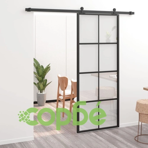 Плъзгаща врата, алуминий и ESG стъкло с хардуер, 76x205 см ➤ топ цена ➤ sorbe.bg