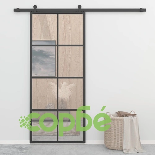 Плъзгаща врата, алуминий и ESG стъкло с хардуер, 90x205 см ➤ топ цена ➤ sorbe.bg