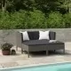 Градински комплект с възглавници, 4 части, полиратан, сив