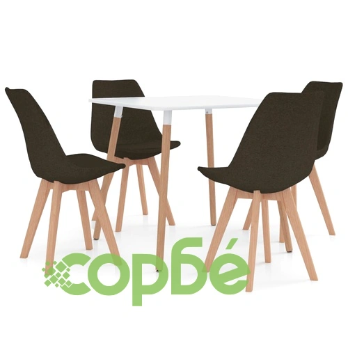 Трапезен комплект от 5 части, тъмнокафяв ➤ топ цена ➤ sorbe.bg