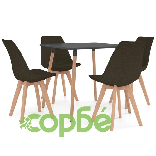 Трапезен комплект от 5 части, тъмнокафяв ➤ топ цена ➤ sorbe.bg