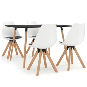 Трапезен комплект от 5 части, бяло и черно