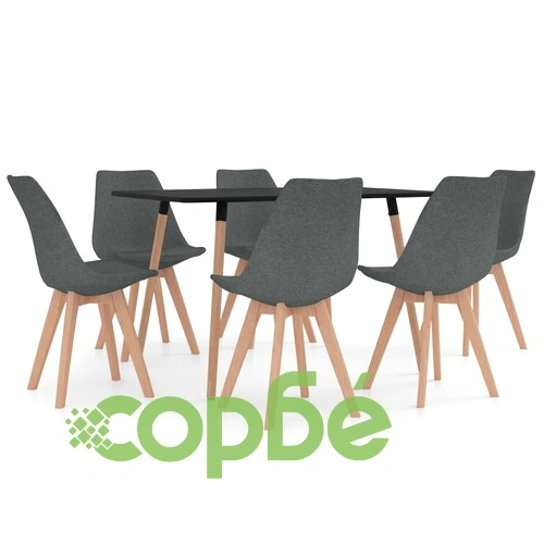 Трапезен комплект от 7 части, светлосив ➤ топ цена ➤ sorbe.bg
