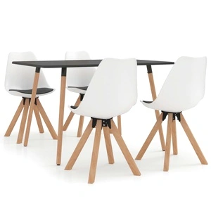 Трапезен комплект от 5 части, бяло и черно