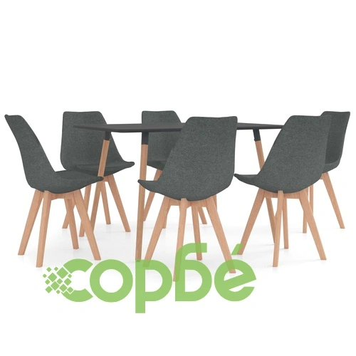 Трапезен комплект от 7 части, светлосив ➤ топ цена ➤ sorbe.bg