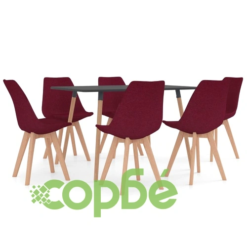 Трапезен комплект от 7 части, виненочервен ➤ топ цена ➤ sorbe.bg