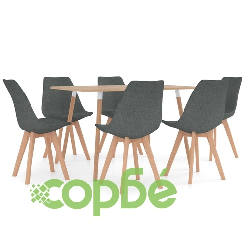Трапезен комплект от 7 части, светлосив ➤ топ цена ➤ sorbe.bg