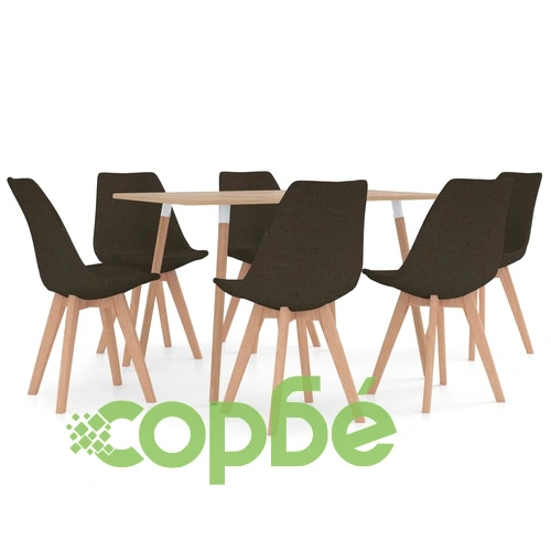 Трапезен комплект от 7 части, тъмнокафяв ➤ топ цена ➤ sorbe.bg