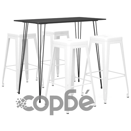 Бар комплект от 5 части, черно и бяло ➤ топ цена ➤ sorbe.bg