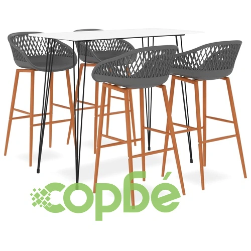 Бар комплект от 5 части, бяло и сиво ➤ топ цена ➤ sorbe.bg