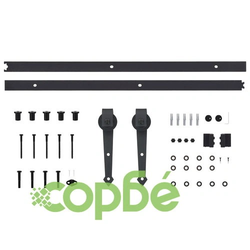 Плъзгаща врата с монтажни части, 80x210 см, борово дърво масив ➤ топ цена ➤ sorbe.bg