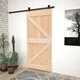 Плъзгаща врата с монтажни части, 80x210 см, борово дърво масив