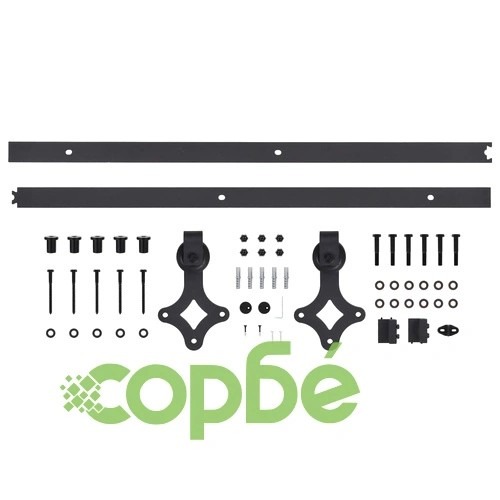 Плъзгаща врата с монтажни части, 90x210 см, борово дърво масив ➤ топ цена ➤ sorbe.bg