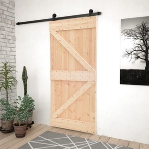 Плъзгаща врата с монтажни части, 90x210 см, борово дърво масив