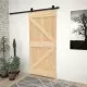 Плъзгаща врата с монтажни части, 90x210 см, борово дърво масив