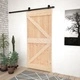 Плъзгаща врата с монтажни части, 90x210 см, борово дърво масив